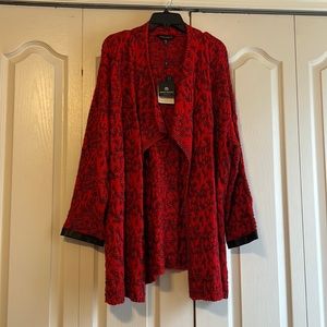 Ming Wang Red and Black Sweater Size XL NWT